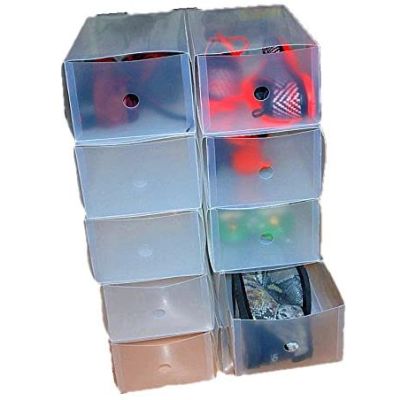 Stackable Plastic Ladies Shoes Storage Box Unit with Drawers