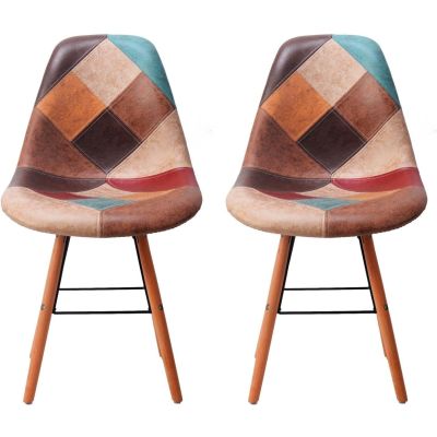 Faux Leather Patchwork Style Tulip Dining Chairs