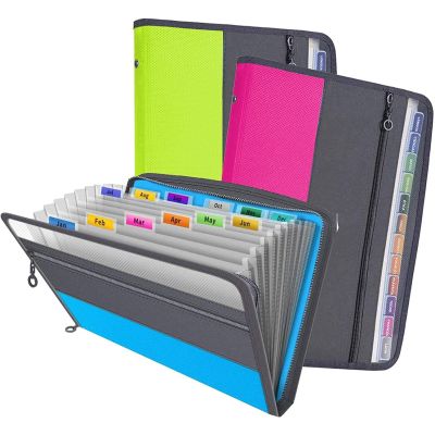 12 Pocket A4 Expanding File Folders with Zip Closure