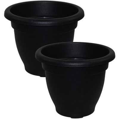 Ebony/Black Round Plastic Garden Planter Indoor & Outdoor Flower Pot