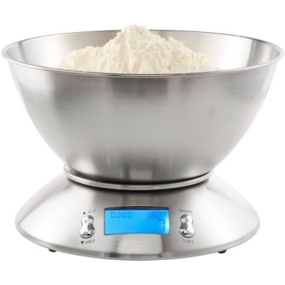High Quality 5kg/11lb Digital Electronic Kitchen Scales with Stainless Steel Mixing Bowl