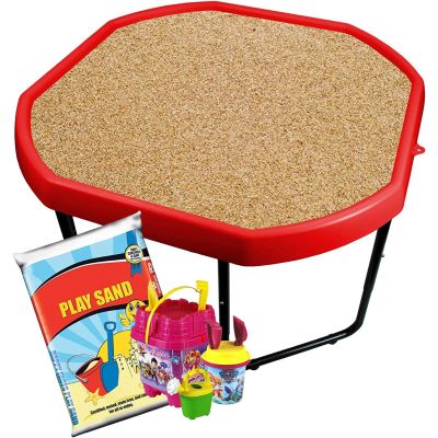 Plastic Sand Pit Toys Mixing Play Tray with Adjustable Stand, 20kg Bag of Play Sand, Bucket & Spade Set