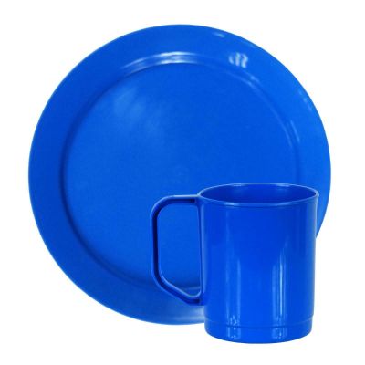 Blue Plastic Camping Plate & Cup Sets