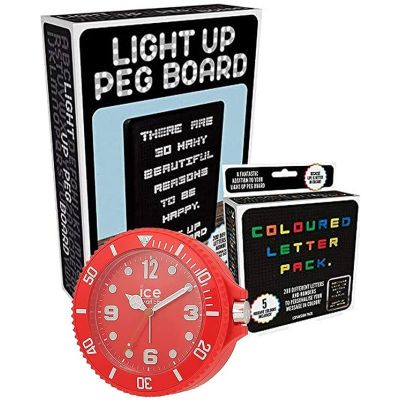 Ice Watch Alarm Clock & Light Up Peg Board with Coloured Letter Pack Set
